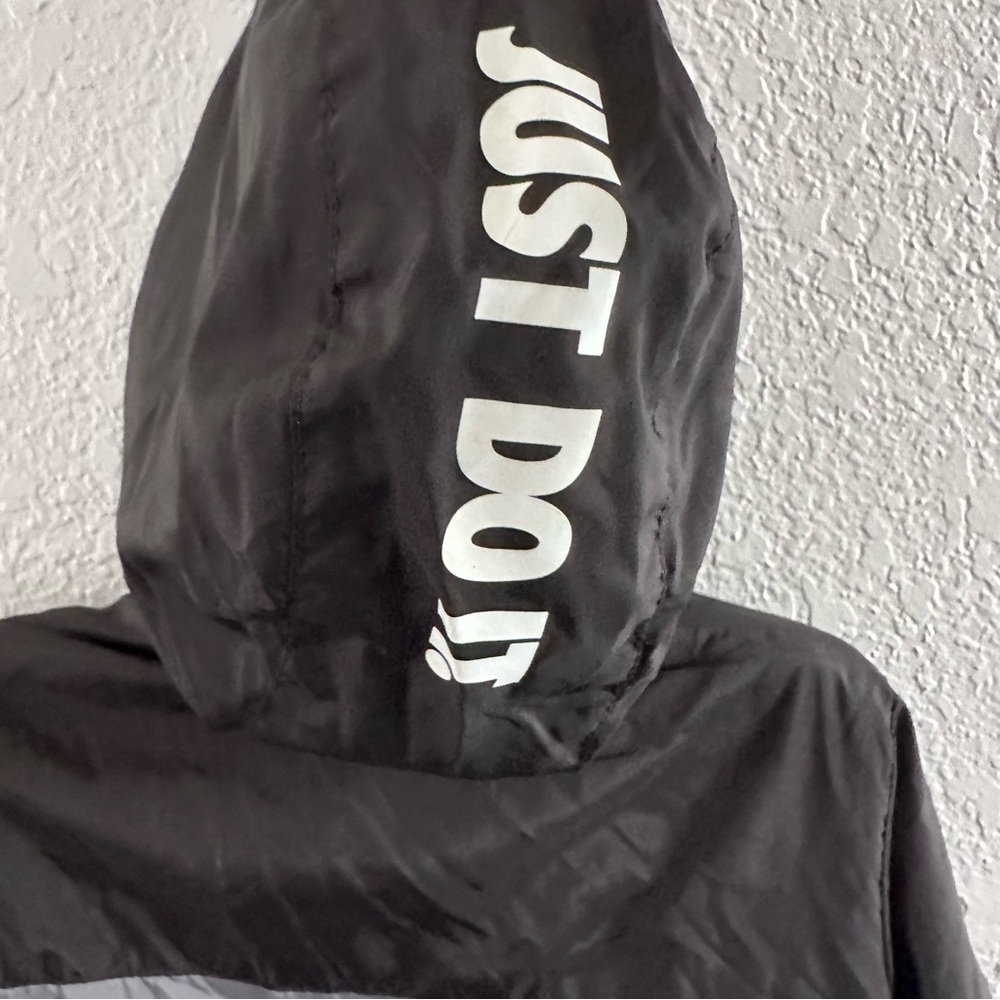 Nike 3T Fleece Lined Hooded Windbreaker Black Gray Jacket Toddler - Picture 6 of 16